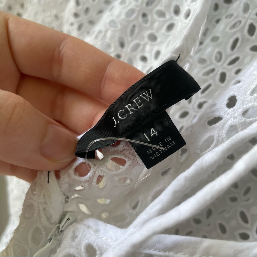 J. Crew V-Back Puff-Sleeve Eyelet Top - White - Size 14 Womens EUC - Picture 5 of 15